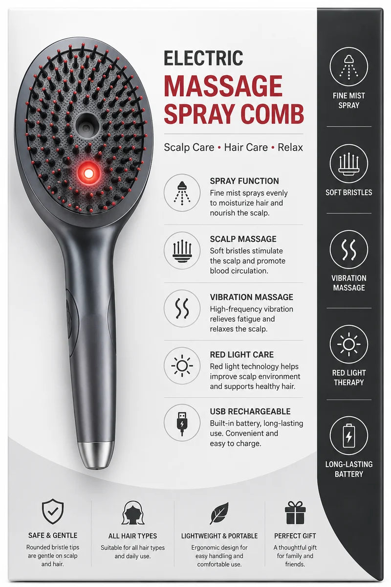 Dry & Tired Scalp Relief – Electric Massage Spray Comb