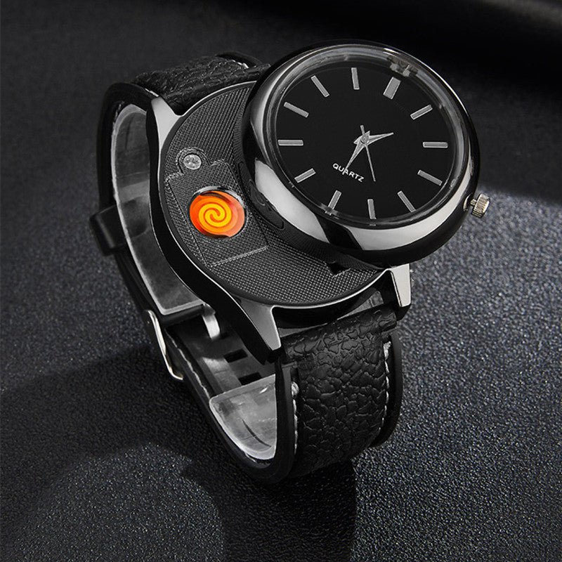 Military-Inspired USB Lighter Watch for Men – Bold Multi-Function Style